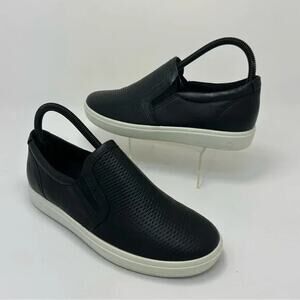 ECCO Soft 7 Woven Slip On Women's US 6 EU 37 Black Leather Comfort Shoes